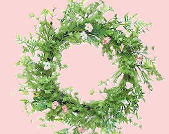 Spring Floral Wreath for Front Door, Artificial Flower Wreath, Farmhouse Door Decor, Year Round Wall Hanging, Garden Porch Decoration