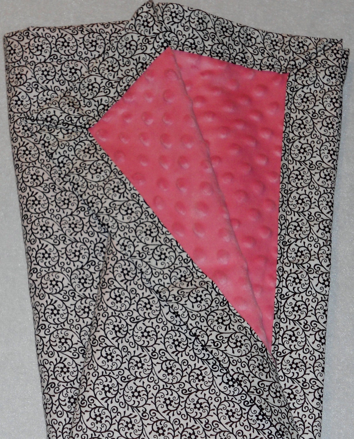 Black and White Swirls with Pink Minky Baby to Toddler Blanket Etsy