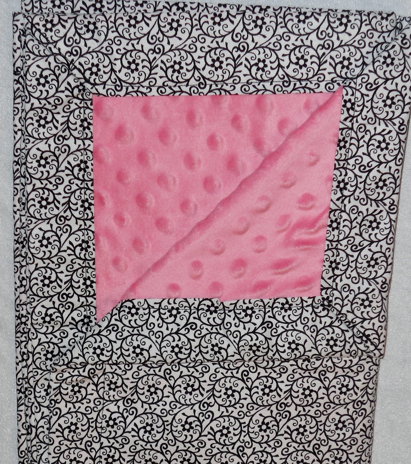 Black and White Swirls with Pink Minky Baby to Toddler Blanket Etsy