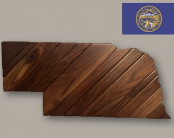 Handmade Solid Walnut Wood State Wall Art | Nebraska