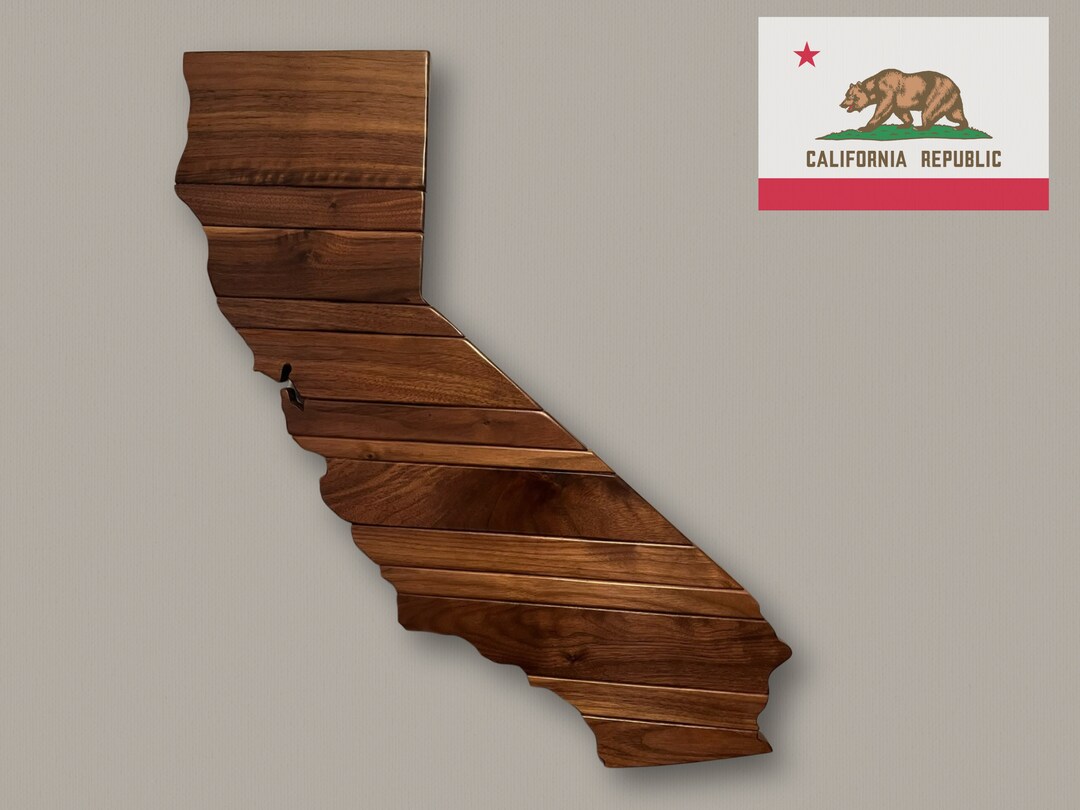 Handmade Solid Walnut Wood State Wall Art | California - Etsy