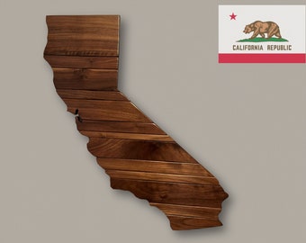 Handmade Solid Walnut Wood State Wall Art | California