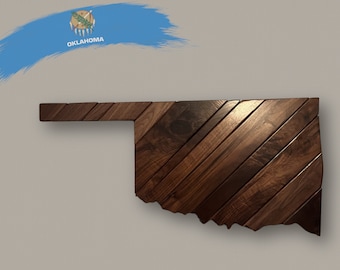 Handmade Solid Walnut Wood State Wall Art | Oklahoma