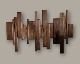 Handmade Solid Walnut Wood Abstract Wall Art