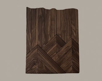 Handmade Solid Walnut Wood Mountains Wall Art