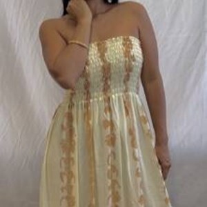 Smock Tube Top Navy Rayon Hawaiian Dress