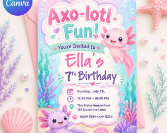 Neon Aloha Pool Party Invitation, Tropical Luau Birthday Invite, Editable Canva Template, Summer Pool Party Digital Download