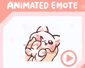 Emote animado, suave y adorable / Gato blanco Twitch Discord / Encantador