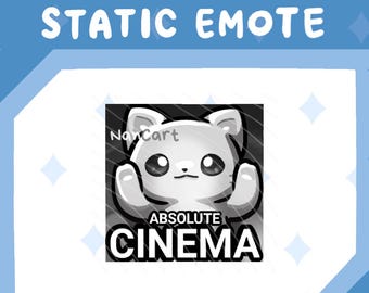 Emote Absolute Cinema / Recurso para streaming de Twitch y Discord / Drama del gato chibi blanco
