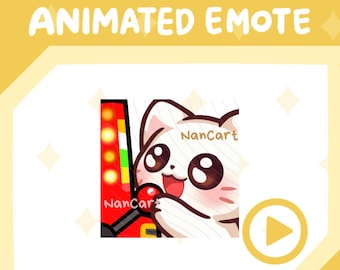 Emote animado de juegos de azar / Gato blanco Twitch Discord / Emocionado Feliz