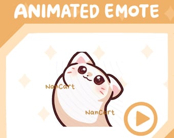 Emote animado de baile con movimiento de cabeza / Twitch Discord / Gato chibi blanco / 2 versiones RAVE Fun Vibe
