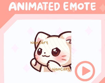 Emoticono animado de puñetazo / Transmisión en Twitch y Discord / Gato chibi blanco enojado