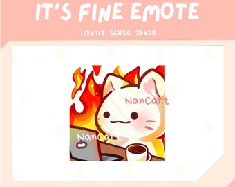 Este es un buen emoticono / Uso de memes de Twitch y Discord / Gato blanco / Está bien, fuego