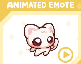 Emote de baile animado Wiggle / Gato chibi blanco RAVE, baile de Twitch y Discord (descarga digital)
