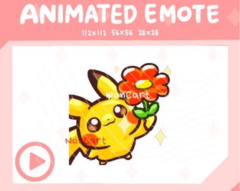 Emote animado de flor de ofrenda estilo chibi / Uso en Twitch y Discord / Feliz amor