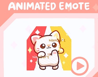 Emote animado de baile con meneo / Baile RAVE del gato blanco, uso en Twitch y Discord / Ambiente divertido