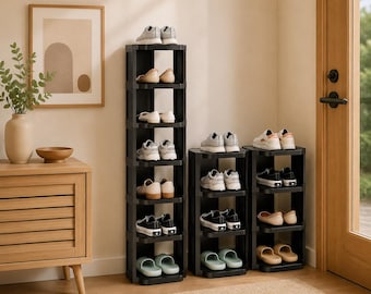 8 Tier Vertical Shoe Rack, Freestanding Stackable Shoe Organizer for Small Closets & Tight Spaces