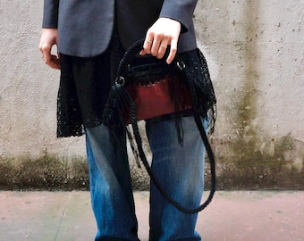 Bolso de ganchillo hecho a mano | Bolso de ganchillo vintage rojo brillante hecho a mano | Moda sostenible hecha en Italia | MORGANA Mini Lava | Regalo para mujer