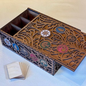 Deluxe Collectible Card Box - Three Rows - Customizable - Laser Cut on All Sides - Sliding Lid - MTG Cube