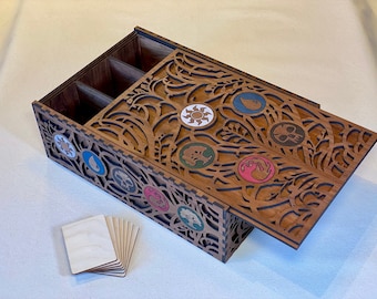 Deluxe Collectible Card Box - Three Rows - Customizable - Laser Cut on All Sides - Sliding Lid - MTG Cube