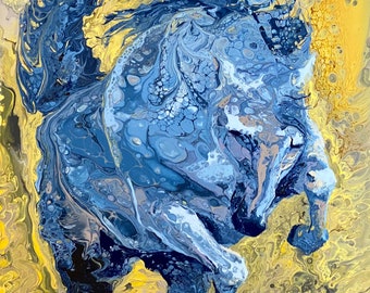 Mustang, Unbroken - Fluid Pour Painting