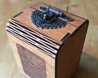 Attractive Treasure Box - Laser Cut Wood - Flexible Hinge With Decorative Bronze Latch