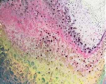 Het leven van abalone-originele psychedelische acryl vloeistof pour schilderij muur opknoping