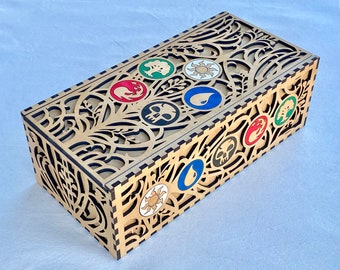 Deluxe Collectible Card Box - Two Rows - 1000 Card Capacity - Customizable - Laser Cut on All Sides - Sliding Lid - MTG Cube