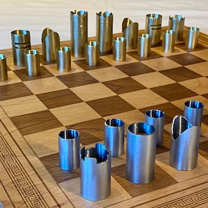 Chess Set Handmade - Copper Steel or Brass - Modern and Rustic - Large Set