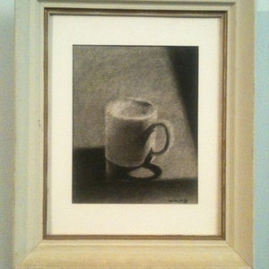 Mug Original Charcoal Drawing image 1