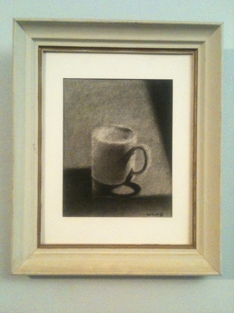 Mug Original Charcoal Drawing image 1