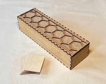 Decorative Card Carrying Box - Laser Cut Wood - Sliding Lid - MTG Cube