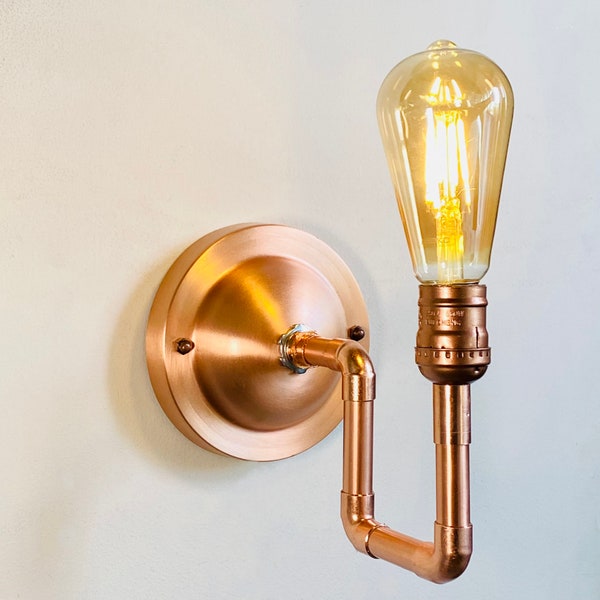 Ursa Sconce - Copper Pipe Wall Light Fixture - Dimmable Modern Industrial Steampunk Lighting