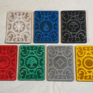 Juego de 7 separadores de cartas de madera para organizar colecciones MTG Magic