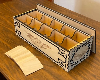 Deluxe Deck Box Carrying Case - 10 Compartments - Customizable - Laser Cut - Sliding Lid - MTG EDH Commander Yugioh