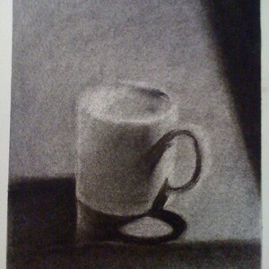 Mug Original Charcoal Drawing image 2