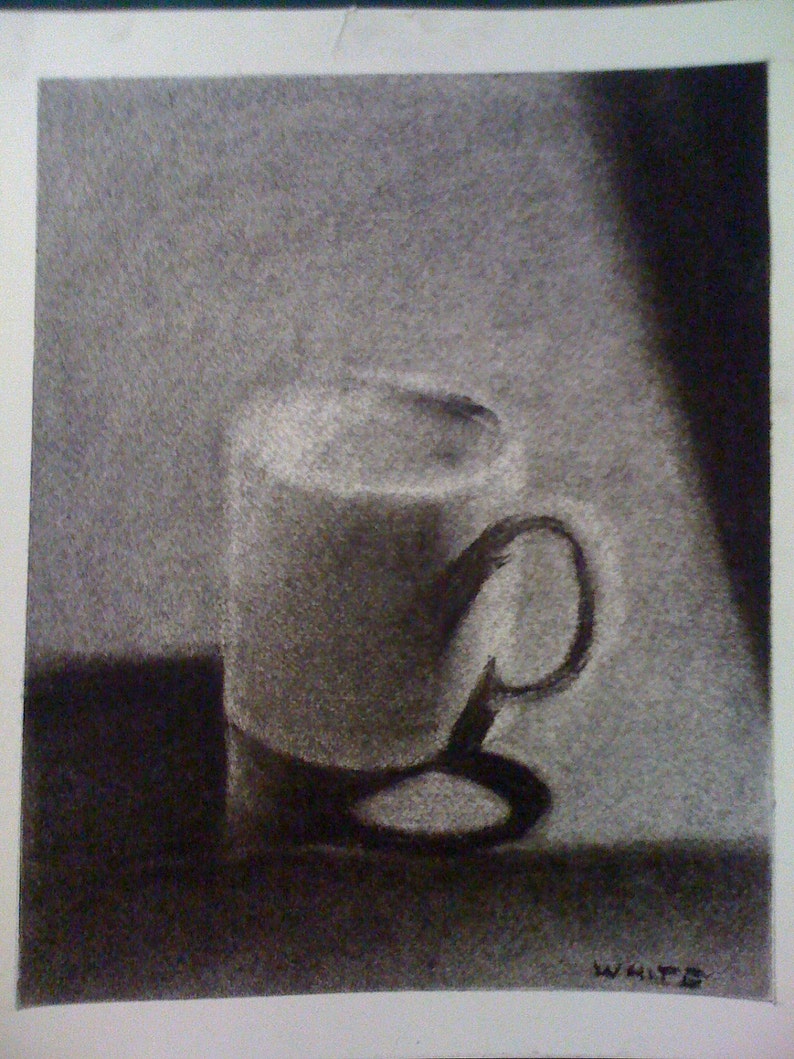 Mug Original Charcoal Drawing image 2