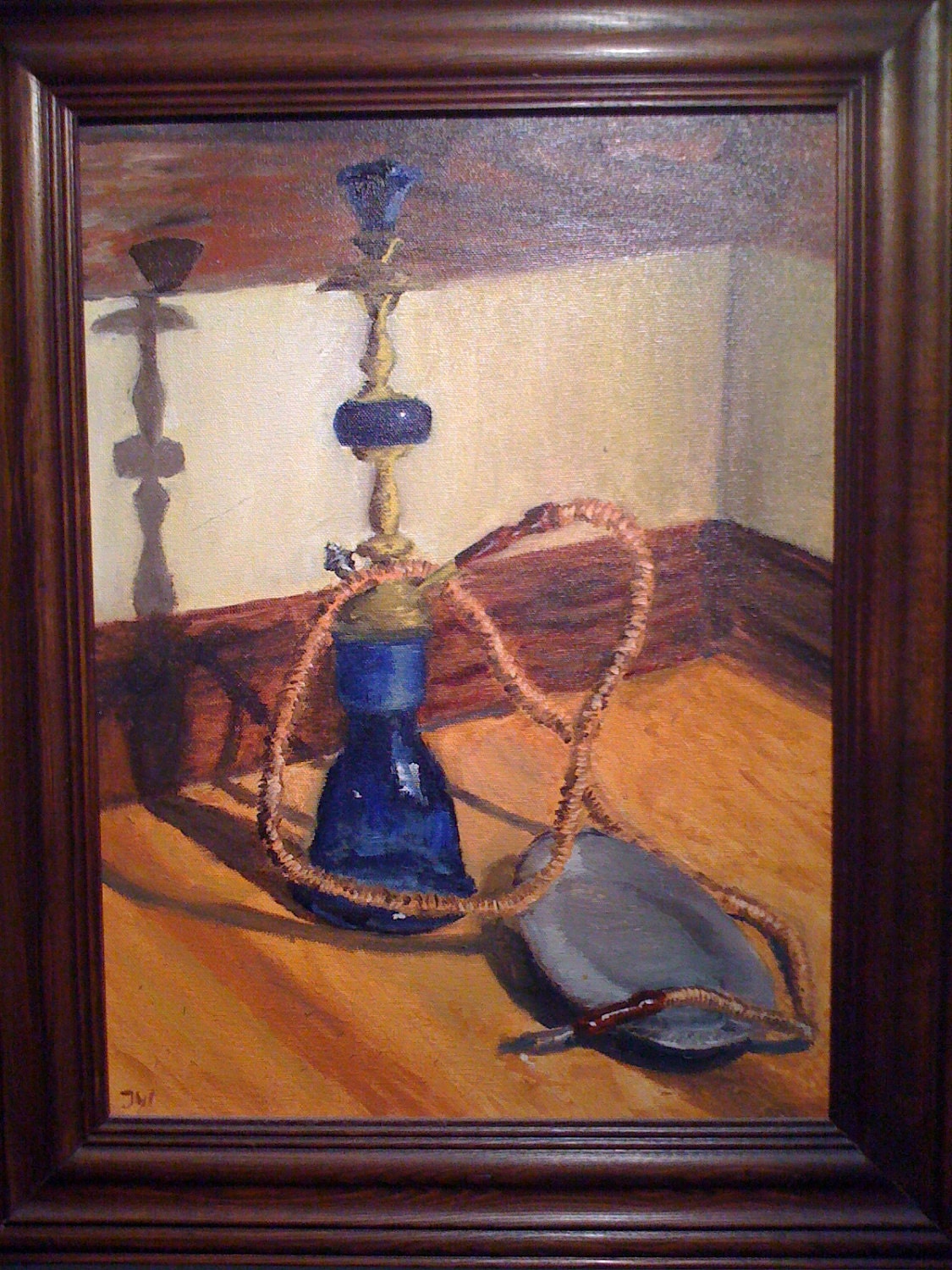 Oil Painting Still Life of a Hookah Original Oil Painting by Jeddin