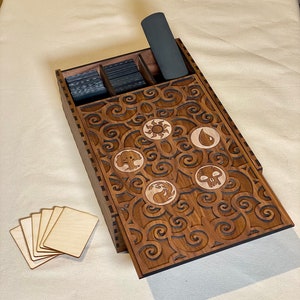 Caixa de cartão colecionável ornamentada - Três fileiras - Personalizável - Corte a laser - Tampa deslizante - Cubo MTG