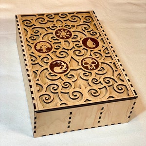 Ornate Collectible Card Box Three Rows Customizable Laser Cut Sliding Lid MTG Cube image 7