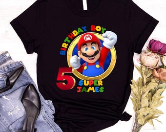 Personalized Mario Birthday Boy Shirt, Custom Super Mario Toddler Tee