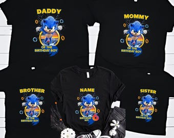 Personalized Sonic Birthday shirt, Custom Sonic Shirt, Sonic Hedgehog Birthday Shirt,Custom Family Birthday Shirt,Birthday Boy Girl Shirt,