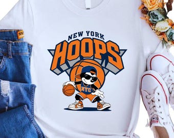 New York Hoops Basketball T-Shirt, Cartoon Character Graphic Tee