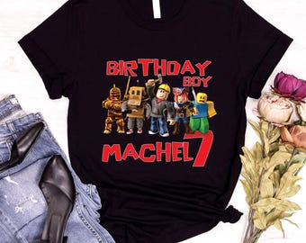 Custom Birthday Boy Roblox Shirt | Video Game Robots Family Tee