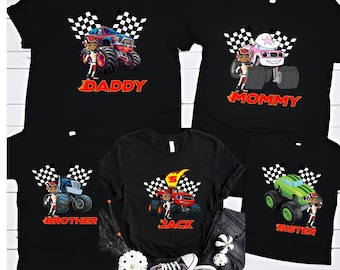 Custom Name Monster Truck Birthday Shirt, Blaze and the monster machines Birthday, Personalized Blaze Birthday Party Family Matching Shirt