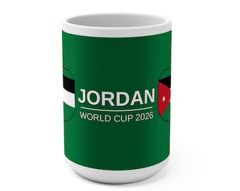 Jordan Soccer 15oz Mug 2026 | World Cup 2026 Jordan 15oz Mug | Al-Nashama Football Fan Gift | Jordan Pride
