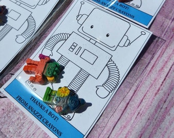 Robot Crayons, Party Favors,  editable cards