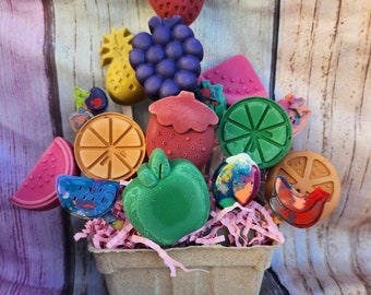 Trutti Fruitti Themed Basket Filled of Crayons l Table Center Pieces l Kids Gift Basket l Child's Gift l Party Favors l Trutti Fruitti