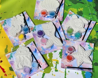 Girly Ocean Themed Paint Kits | Under the Sea Party Favors | DIY Kids Painting Activity | Girls Birthday Art Kit | Kids Paint Craft
