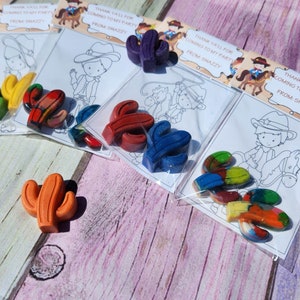 Cowboy Themed Coloring Kits with Crayons, Party Fillers - Party Favors - Western Crayons - Rodeo Birthday